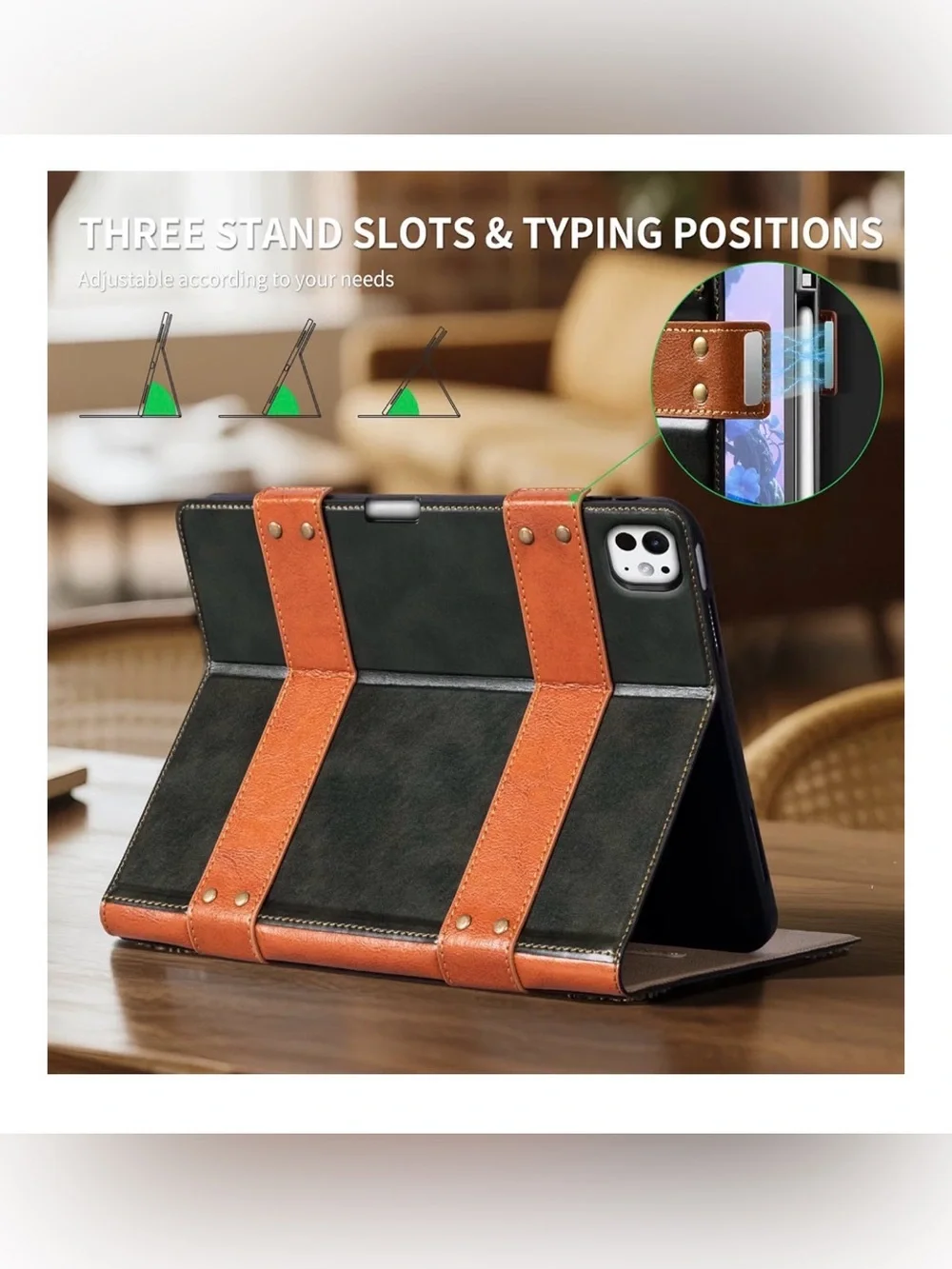 Black & Brown Leather Tablet Folio Case - iPad Pro 13 inch